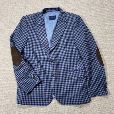 Tommy Hilfiger Blazer Mens 42 Large 52 EU Check Tailored Elbow Patch Sports Coat - Image 1 of 4