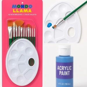 Mondo Llama 18pc Artist Paintbrush & Palette Set + FREE Acrylic Paint - Picture 1 of 3