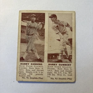 1941 Double Play Set - Break # 91/92. Harry Danning/Harry Gumbert sehr guter Zustand (Knitter) - Bild 1 von 2
