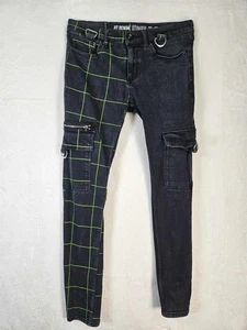 Denim Stinger Half & Half Skinny Jeans Men 32x32 Plaid/Black (Fit 31x28.5) - Picture 1 of 13
