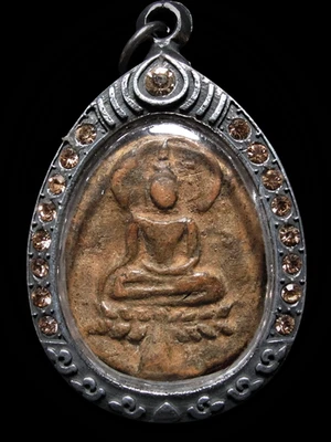 Khun Pan “Bai Putsa” Ayutthaya, Wat Yai Chaimongkol Antiguo Buda Tailandés Amuleto Foto 1 de 4