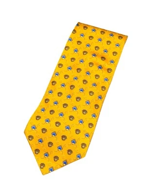 Corbata de cuello de seda con estampado de medusa amarillo y azul de la colección GianniVersace   Foto 1 de 3