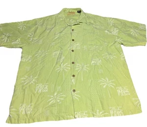 Silk Eagle Dry Goods Signature Series Green w White Palms Hawaiian Shirt SZ L - Picture 1 of 10