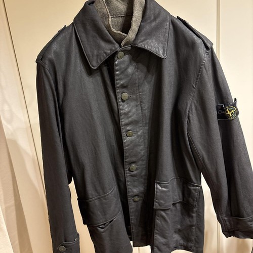 STONE ISLAND 1994 Giacca Vintage Rivestimento Nero 79cm Emissione Polvere Flaking