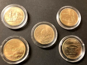 2005-D, US Statehood Quarters, 24K GOLD PLATED, 5-Coin Set, BU, Encapsuled - Picture 1 of 8