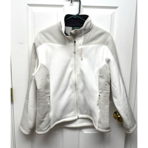 OFF WHITE L.L. Giacca Bean Soft Shell pile bianco sporco tortora zip intera donna taglia L