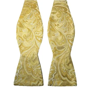 Cravatta The Tie Bar in seta paisley oro giallo autocravatta fatta a mano 2,5” regolabile - Foto 1 di 10