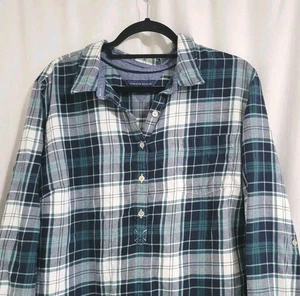 Tommy Hilfiger Karo Tunika Oberteil 1X Grün Langarm Flanell Preppy Winter - Bild 1 von 7