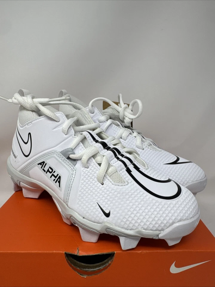 NEW 4Y Nike White Alpha Menace 3 Shark BG Cleats Youth Boy or Girl CV0581-109 - Image 1 of 4