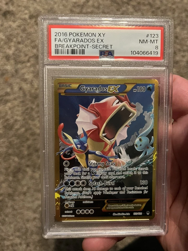 2016 POKEMON XY BREAKPOINT SECRET #123 FULL ART/GYARADOS EX PSA 8  - Image 1 of 1