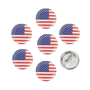 Fun Express Mini Patriotic USA Flag Round Metal Buttons, 1" Bulk 48 Pieces - Picture 1 of 1