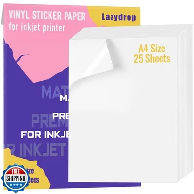 Lazydrop Premium Printable Vinyl Sticker Paper for Inkjet Printer - 25 Matte  - Image 1 of 4