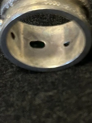 Sterling silver Emerald and ruby cabochon Band Ring Size 6- Free Shipping!  - Image 1 of 4