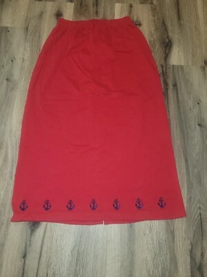 The Quacker Factory Womens RED Anchor Skirt SIZE Medium - Image 1 of 4