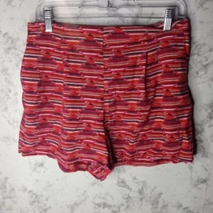 Pantalones cortos LOFT rojo blanco rosa multicolor rayón lino pull on S - Imagen 1 de 12
