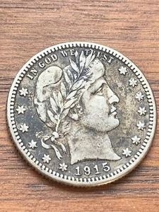 1915-S San Francisco Mint Silver Barber Quarter Extra Fine - Picture 1 of 2