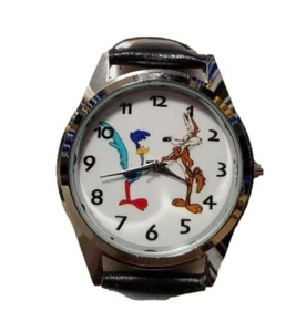 Reloj de pulsera Road Runner and Wile E Coyote con correa de cuero de dibujos animados - Imagen 1 de 1