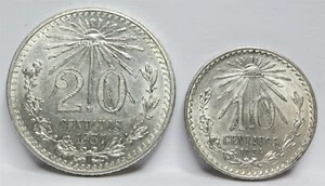 MESSICO Repubblica Argento 10 20 centavos 1934 1937 AU UNC Snake Eagle Liberty #C44 - Foto 1 di 6