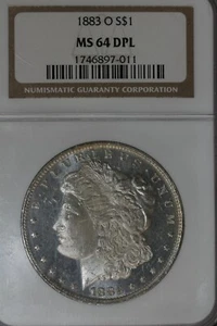 1883 O $1 MS 64 DPL, NGC, Morgan Silver Dollar, Miss Liberty Head Dollar $1 - Picture 1 of 2