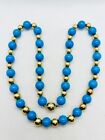 Solid 14k Gold Natural Turquoise Beads Necklace 20.5” 62g 15g Solid Gold