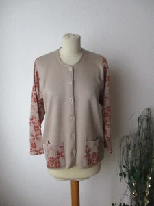 Làge dòr Damen Strickjacke Gr. 38-40 beige-rotes Muster langarm Knöpfe NEU - Bild 1 von 9