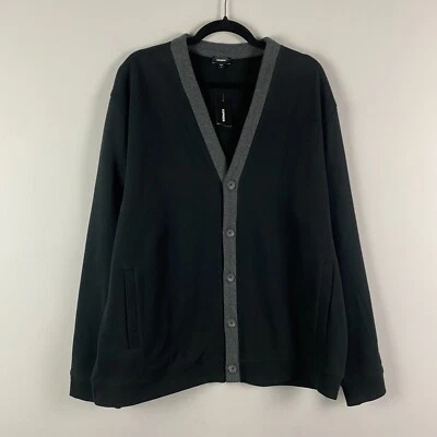 Cárdigan Express Suéter Talla XL Negro Gris Borde Forrado de Vellón Cuello en V Foto 1 de 4
