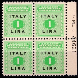 REGNO 1943 - Governo alleato, per la Sicilia (1 lira) - QUARTINA (MNH**) - Picture 1 of 1