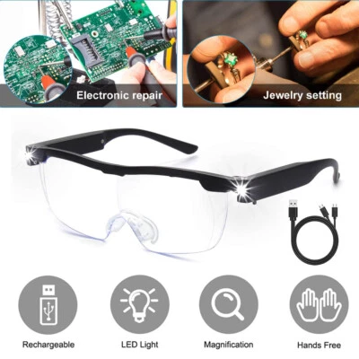 Rechargeable Magnifying Glasses with Lights USB Magnifier LED Vision Aid Reading