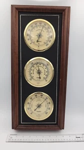 Springfield Wood Framed Thermometer Barometer Humidity Wall Display Vintage USA - Picture 1 of 6