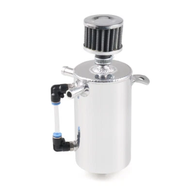 Universal 0.5L Aluminum Car Oil Catch Tank Can Reservoir Breather Air Filter - Image 1 of 4