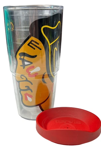 Chicago Blackhawks Tumbler Hot Cold Mug Cup Double Wall Tervis 24 oz Made in USA Cover
