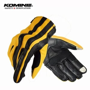 GUANTI MOTO PELLE cafe racer custom biker scooter KOMINE GK-119 giallo nero - Imagen 1 de 5
