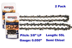 2pcs 16'' Chainsaw Chain Blade 3/8" LP 0.050 Gauge 55 DL For STIHL Husqvarna - Picture 1 of 6