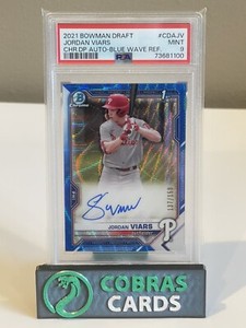 2021 Bowman Chrome Draft Jordan Viars Blue Wave Refractor Auto /150 PSA 9