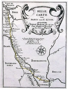 Antique map, Bodenehr, Reise carte von Paris nach Lion - Picture 1 of 1