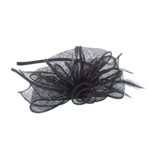 Schwarz Sinamay Netz Rose Blume Faszinator Alice Stirnband - Bild 1 von 3