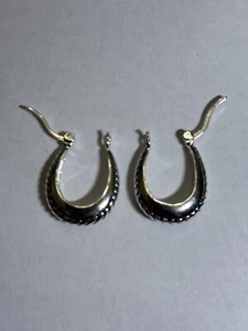 Twisted Hoops Sterling Silver 925 Earrings. Hallmark 925 TA - Picture 1 of 5