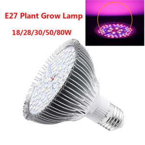 18/28~80W LED Full Spectrum E27 Plant Grow Light Lamps Growing Bulbs Indoor Veg - Picture 1 of 11