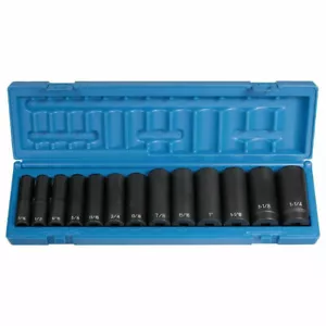 Grey Pneumatic 1312D 13-Pc 1/2" Dr. 6-Pt SAE Deep Impact Socket Set Brand New! - Picture 1 of 1