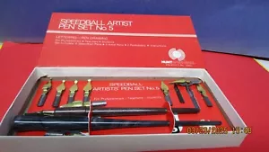 VINTAGE SPEEDBALL ARTIST PEN SET NO. 5 HUNT PRODUCT LETTERING DRAWING TEACHERS - Foto 1 di 2