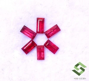 4x2 mm Natural Ruby Baguette Cut Lot 06 Pcs 0.94 CTS Calibrated Loose Gemstones - Picture 1 of 7