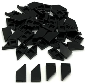 Lego 50 neue schwarze Fliesen flach glatt modifiziert 1 x 2 Noppen Keil linke Stücke - Bild 1 von 1
