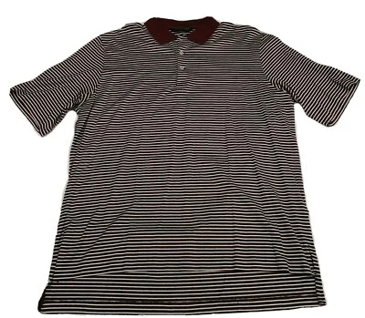 Polo Golf Ralph Lauren Mens Large Maroon Blue White Short Sleeve Polo Shirt  - Image 1 of 4