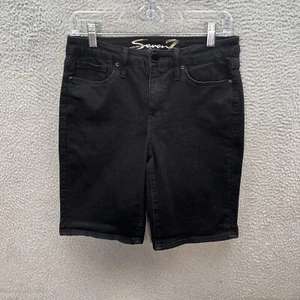 Seven7 Shorts Womens 6 Black Sunset Bermuda Mid Rise Stretch Preppy Workwear - Picture 1 of 9