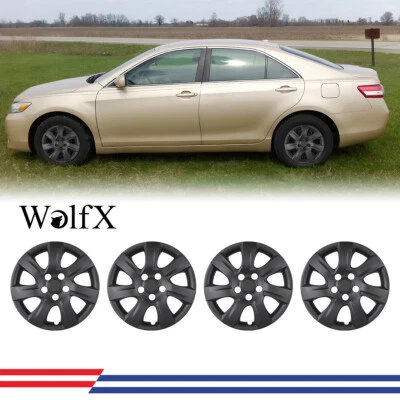 16" 4PCS Black/Silver Wheel Cover For 2007-2011 Toyota Camry R16 Snap On Hubcaps - Imagem 1 de 4