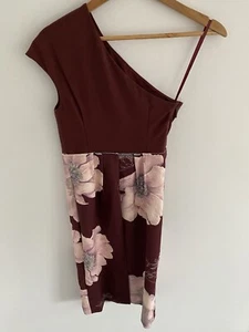 Ted Baker Brown Nimala Asymmetric Bodycon Womens Dress Size TB 1 UK 8 - Picture 1 of 7