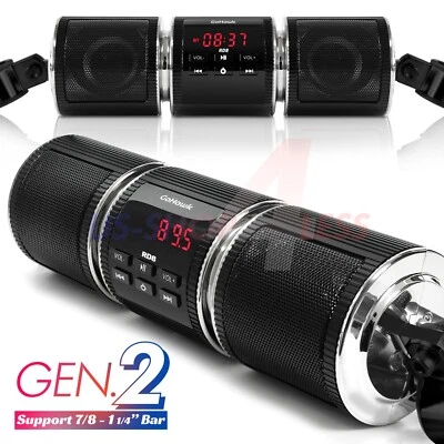Bluetooth Motorcycle Stereo Speaker Soundbar Audio Radio MP3 System ATV 4Wheeler - Image 1 of 4