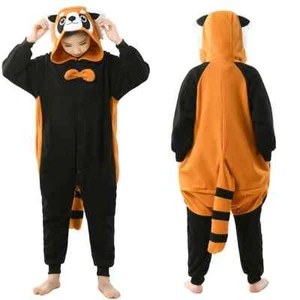 Red Panda Pajamas For Kids Unisex Halloween Cosplay Costumes One-piece Sleepwear - Picture 1 of 13