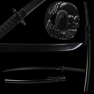 9260 Spring Steel Black Blade Katana Razor Sharp Japanese Samurai Sword - Picture 1 of 14