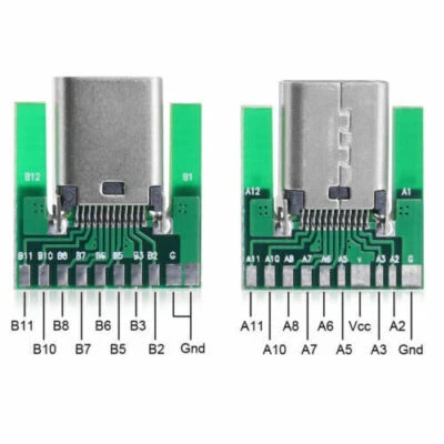 1Set FEMALE / MALE CONNECTOR DIY 24pin USB-C USB 3.1 Type C SMT type + PCB Board - Image 1 of 4